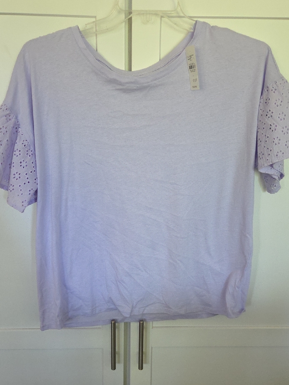 LOFT  Outlet Lilac Eyelet Short Sleeve Tee - Women’s Lightweight Top